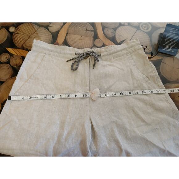 Ably Filium Activated 100% Linen Tie Elastic Waist Bermuda Pull on Shorts NWT L - Picture 5 of 14